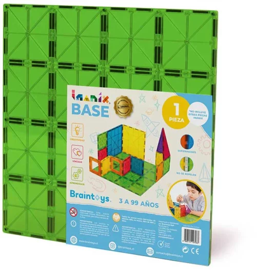 Base grande Imanix perfecta para construir con el resto de tus imanes translucidos de un tamaño de de 30 x 30 centímetros, de color verde translúcido. 